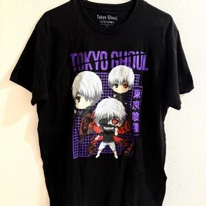 Tokyo Ghoul Shirt Adult Large Black Chibi Ken Kaneki Short Sleeve Mens